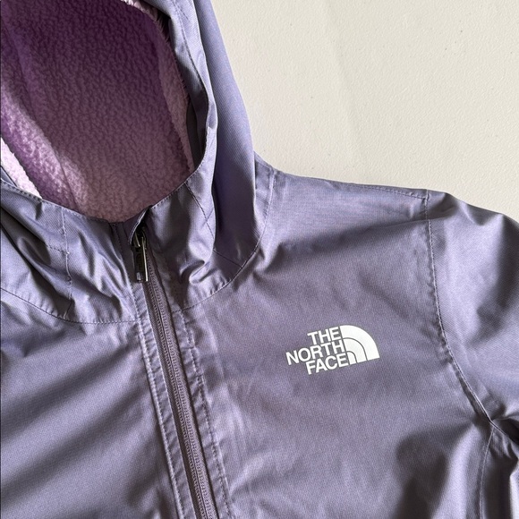 The North Face Girls Hooded Nylon Jacket Purple Fleece and Sherpa Lined - Picture 5 of 16